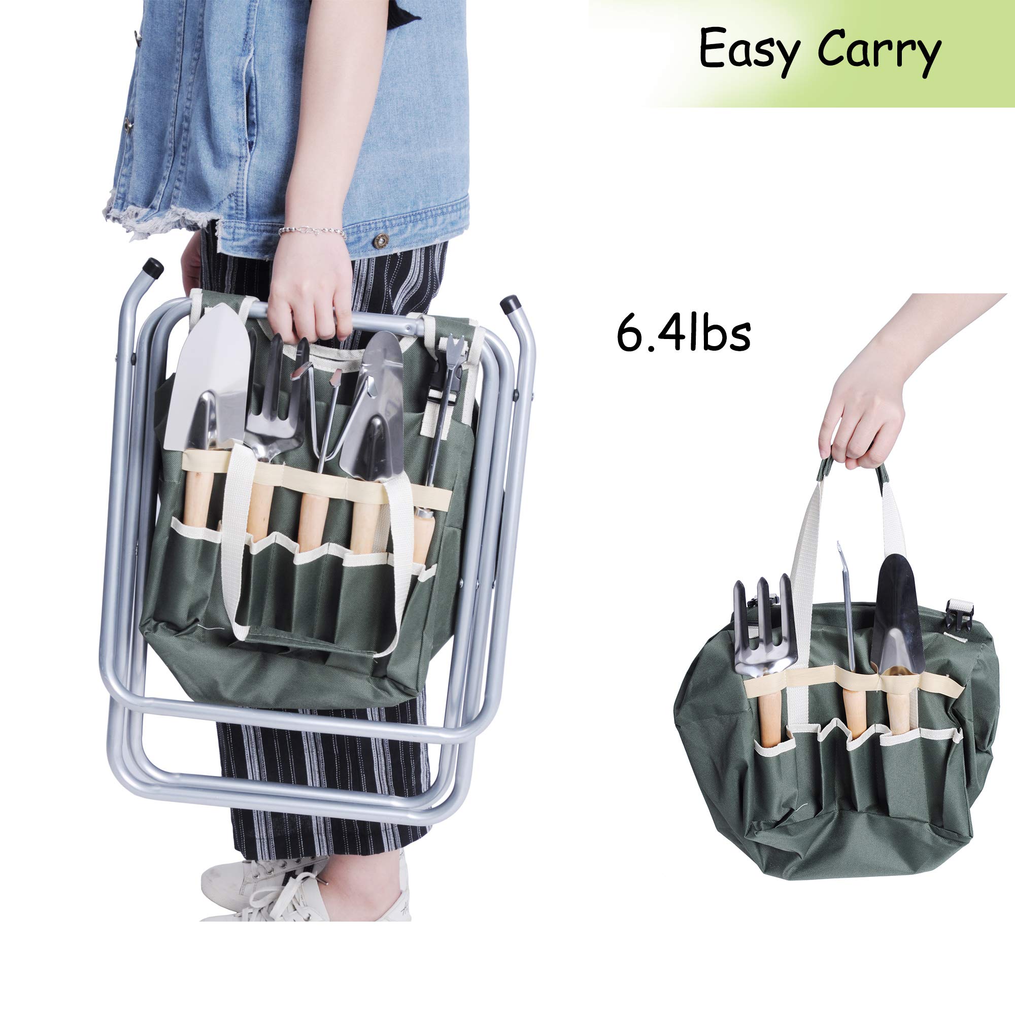 **LUCKYERMORE 9-Piece Heavy Duty Garden Tool Set with Ergonomic Wooden Handle & Detachable Tool Kit – Sturdy Gardening Stool for Planting, Weeding, and Landscaping**    *(Ideal for Home Gardens, Backyard Landscaping, and Outdoor Planting Projects)*