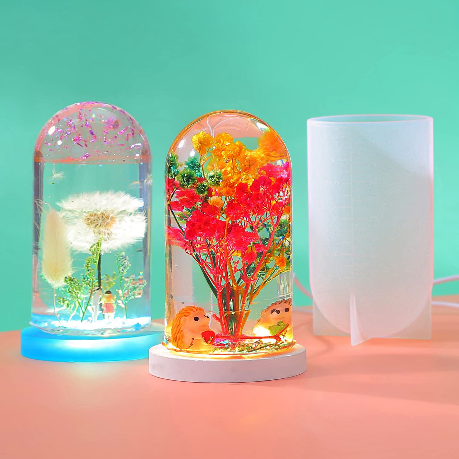 DIY Resin Silicone Molds for Cylinder Lights - USB Powered Stand for Table Lamps, Candles & Home Decor | Perfect for Crafting, Gifts & Desktop Ornaments