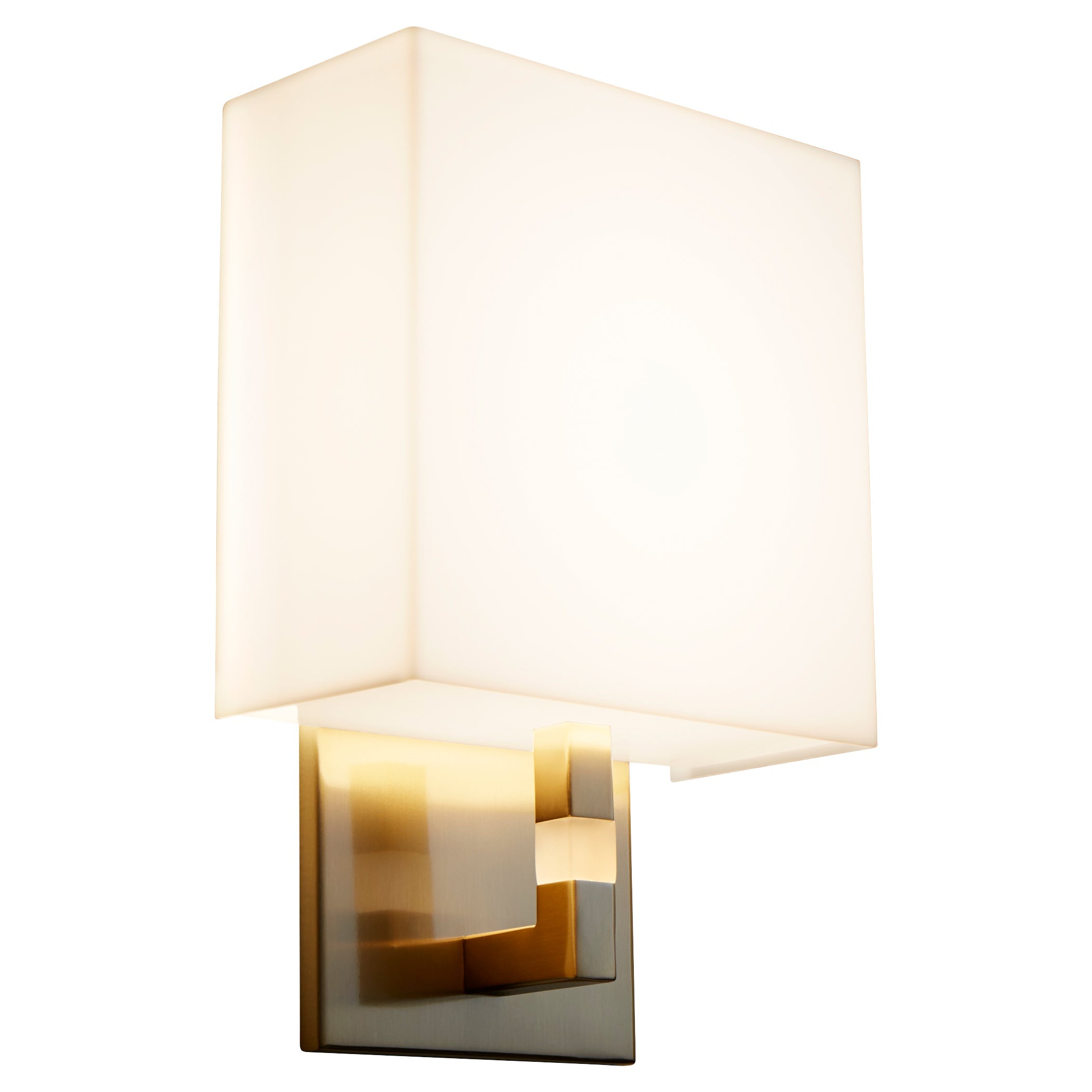 Oxygen Chameleon 3 521 40 Modern Wall Sconce - Aged Brass with Matte White Acrylic Shade - Perfect for Bedroom, Living Room, and Hallway Lighting Decor