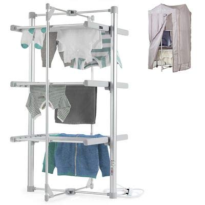 Dry:Soon 3-Tier Heated Clothes Drying Rack with Fitting Cover - Fast & Energy Efficient Laundry Solution for Small Spaces - Perfect for Apartments, Dorms & RVs