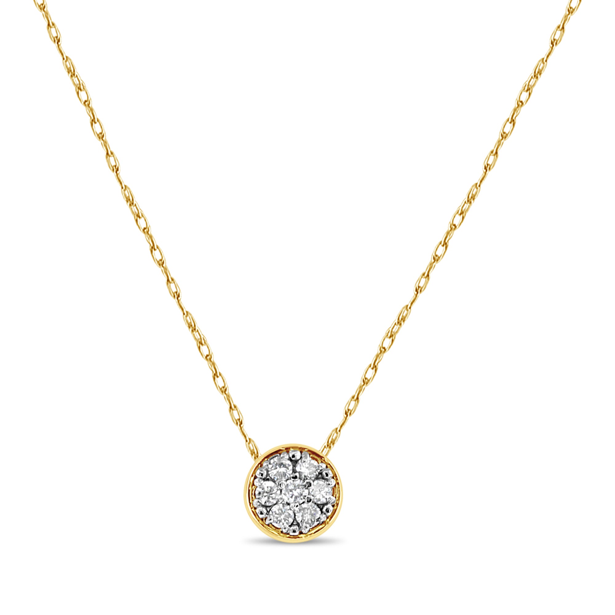 Bezel Set Diamond Cluster Necklace - Elegant 14K Gold Pendant for Women | Perfect for Weddings, Anniversaries & Special Occasions
