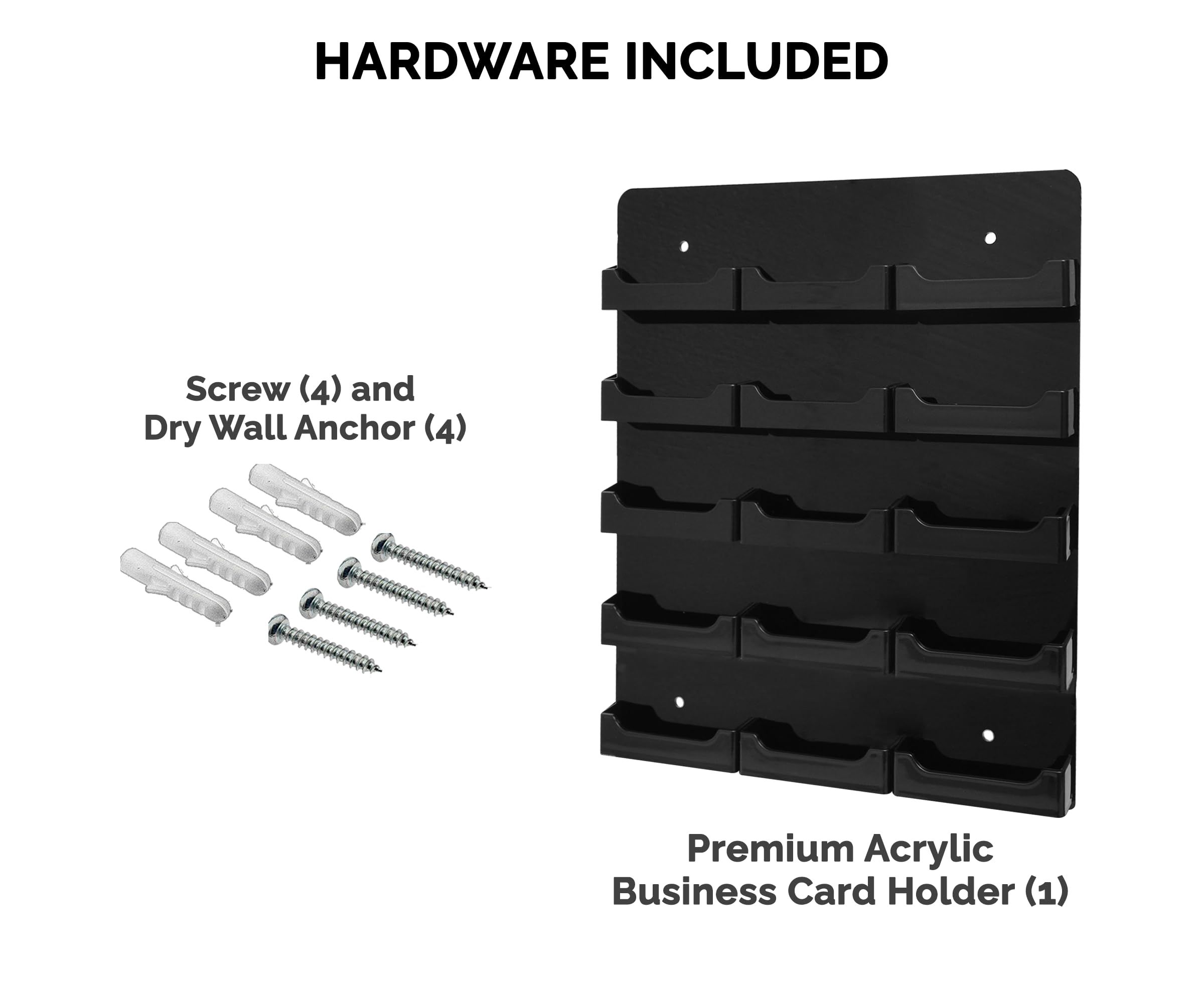 6 Pack Black Acrylic Hanging Business Card Holder - 15 Slot Rack for 3.5