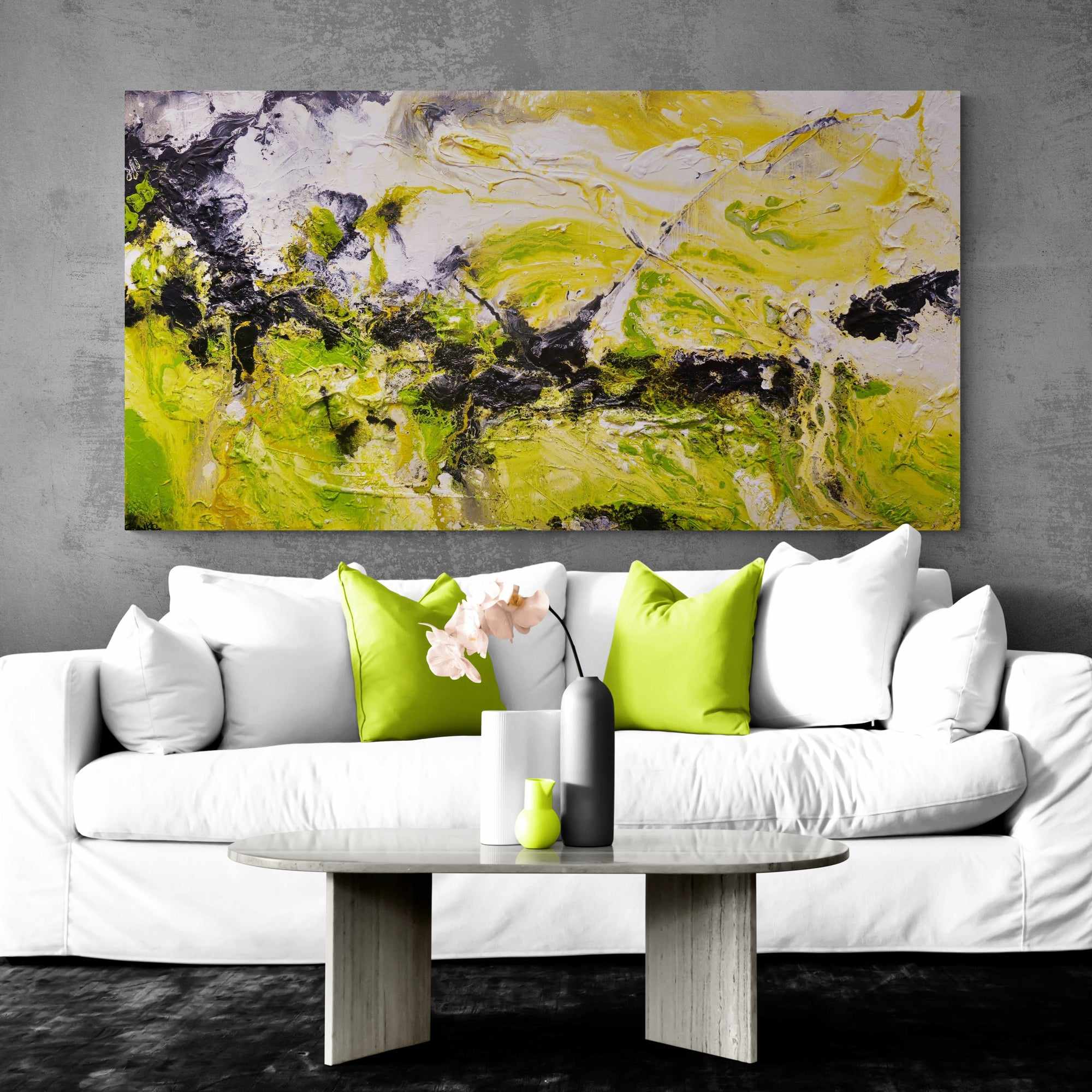Lime Rust Textured Abstract Painting - 190cm x 100cm Modern Wall Art for Living Room, Bedroom & Office Decor | Lime By Design