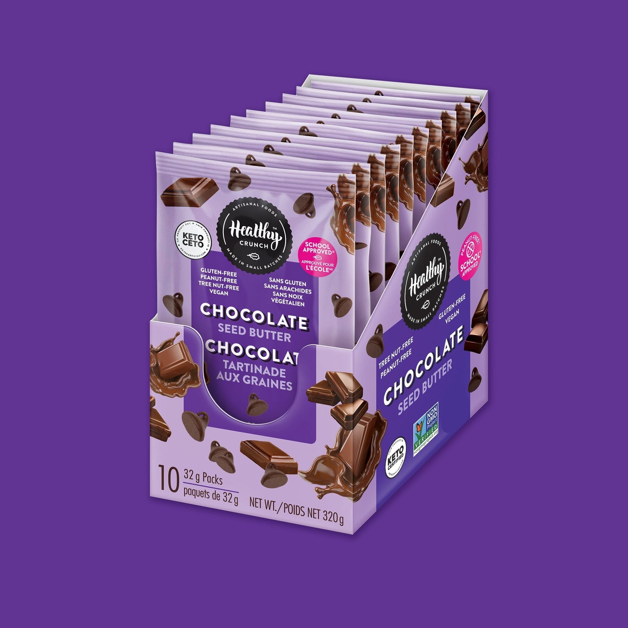 Organic Chocolate Seed Butter Single Serve Packets - Healthy Vegan Snack for Kids & Adults - Perfect for On-the-Go, Lunch Boxes & Travel