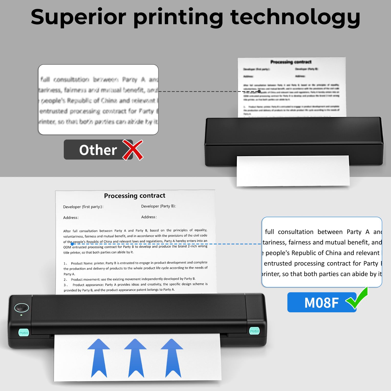 Wireless Portable Thermal Printer M08F - Bluetooth Inkless Travel Printer with Carrying Case, 8.5x11