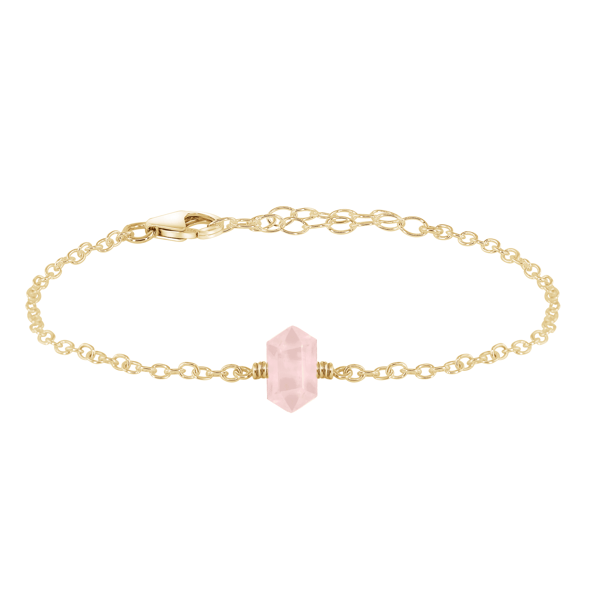 Rose Quartz Double Terminated Mini Crystal Point Bracelet - Healing Stone Jewelry for Women, Natural Gemstone Bracelet for Stress Relief & Positive Energy - Perfect for Meditation, Yoga & Spiritual Gifts