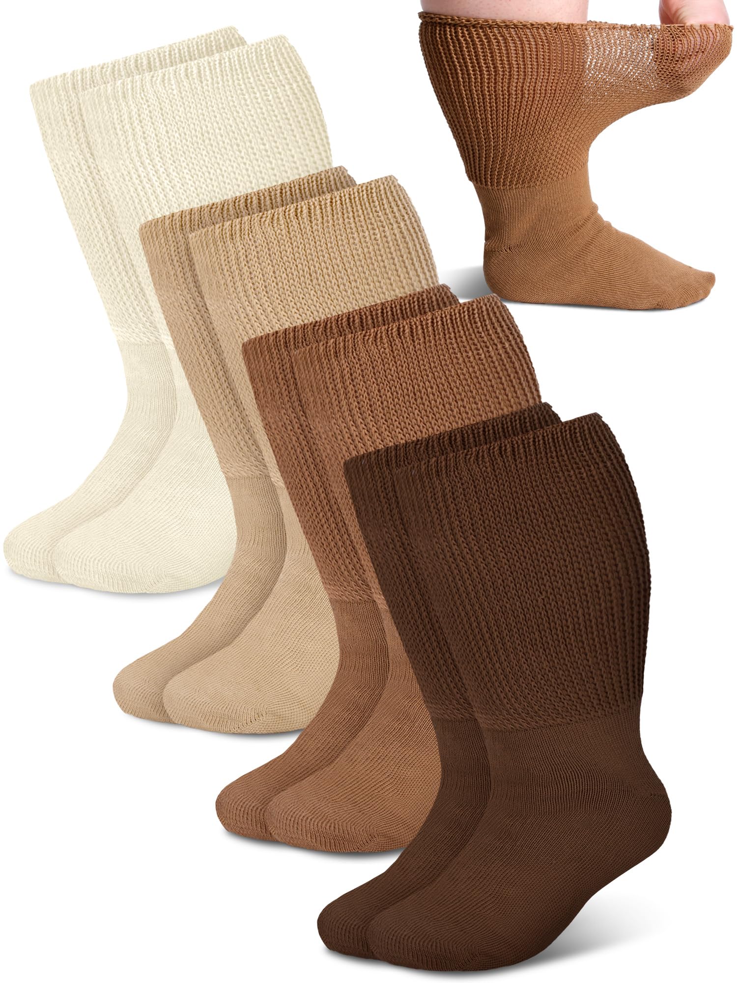 4 Pairs Wide Lymphedema Socks for Women 9-11 - Comfort for Swollen Feet & Bariatric Use