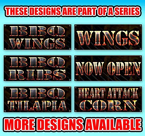 Premium 13 oz Heavy-Duty Vinyl BBQ Banner with Metal Grommets | Single-Sided Non-Fabric Outdoor Sign | Perfect for Backyard Grilling, Tailgating & Restaurant Promotion