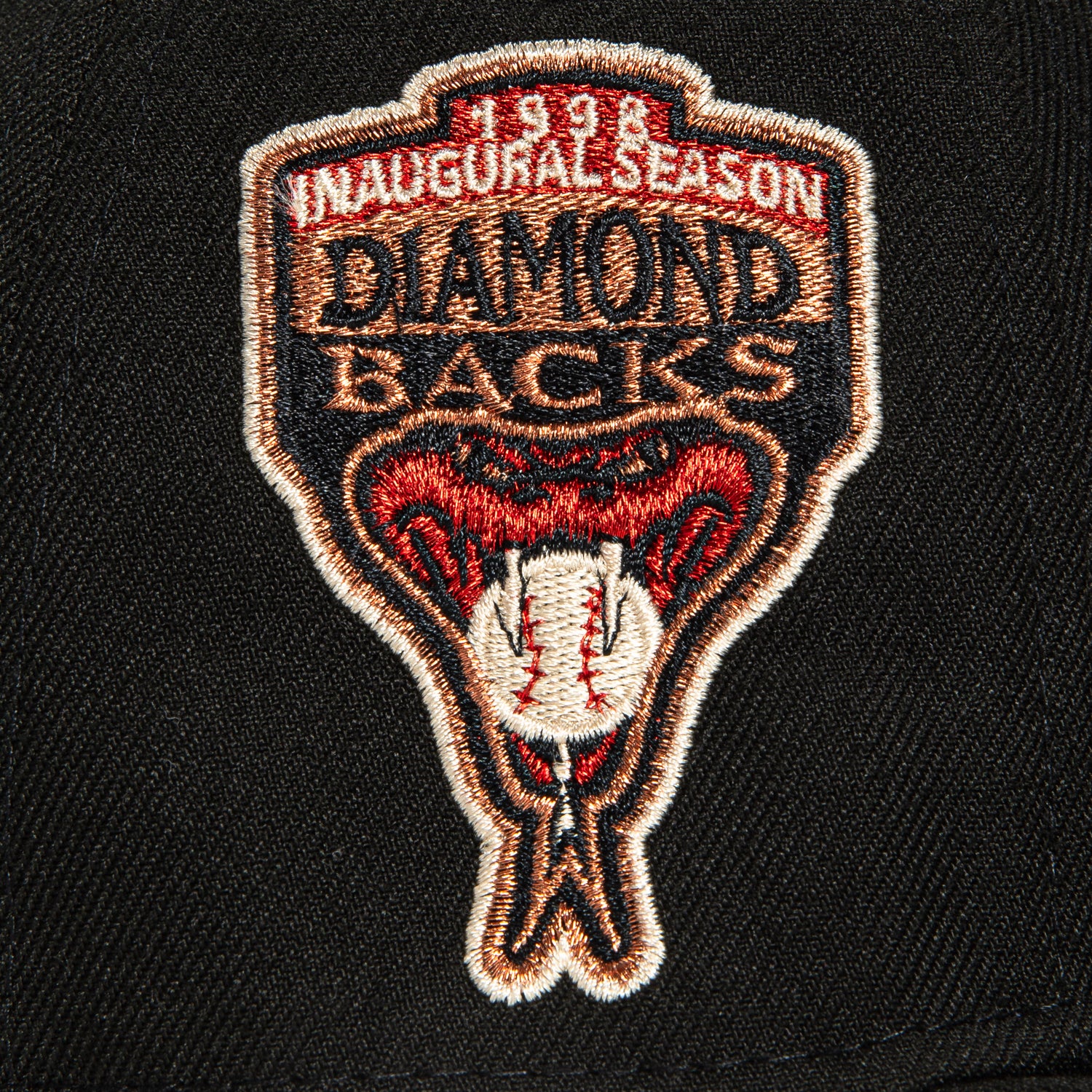 New Era 59Fifty Arizona Diamondbacks Inaugural Patch Snapback Hat - Black, Red & Metallic Copper - Official MLB Baseball Cap for Men & Women - Perfect for Games, Fan Gear & Streetwear Fashion