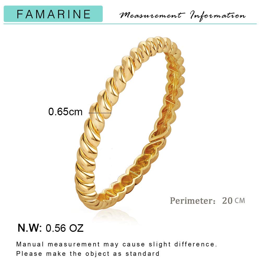 14K Gold Plated Twisted Thin & Chunky Bangle Bracelet Set - Stretchable Elastic Couple Love Bracelets for Anniversary, Wedding, Valentine's Day Gift (Him & Her)