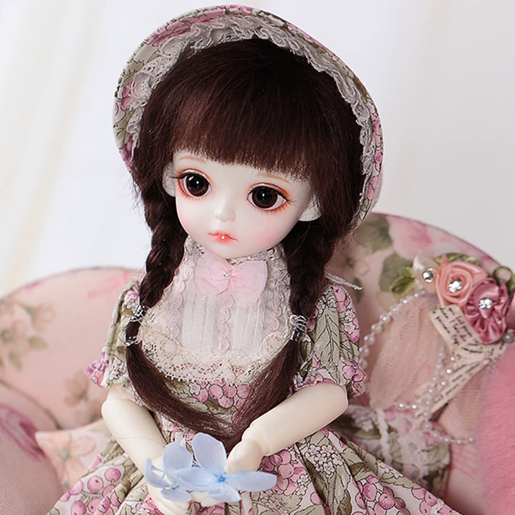 1/6 Scale Small Fresh Girl BJD Doll - 26cm Ball Jointed SD Doll with Full Set (Broken Flowers Outfit, Shoes, Soft Wig & Makeup) - Perfect for Collectors, Photography & Anime Cosplay Displays - Great for Home Decoration, Gift Giving & Themed Party Props