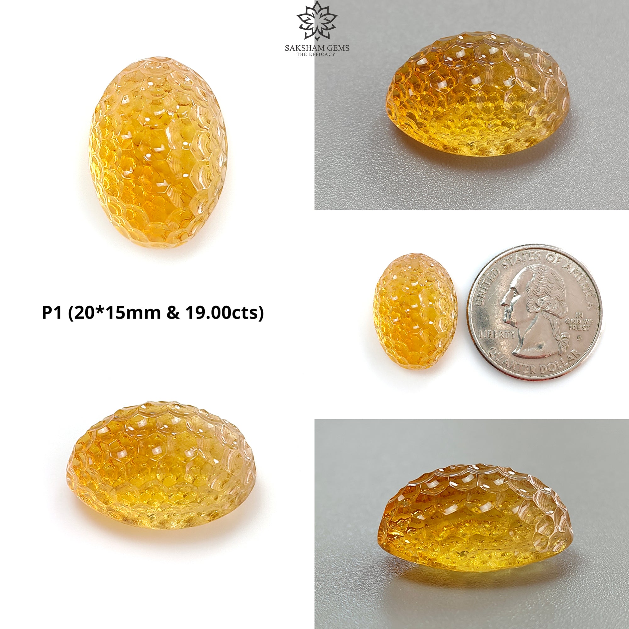 Natural Untreated Yellow Citrine Gemstone Oval Carving - Handcrafted Jewelry Making Stone for Necklaces, Rings & Pendants | Healing Crystal for Meditation & Energy Work
