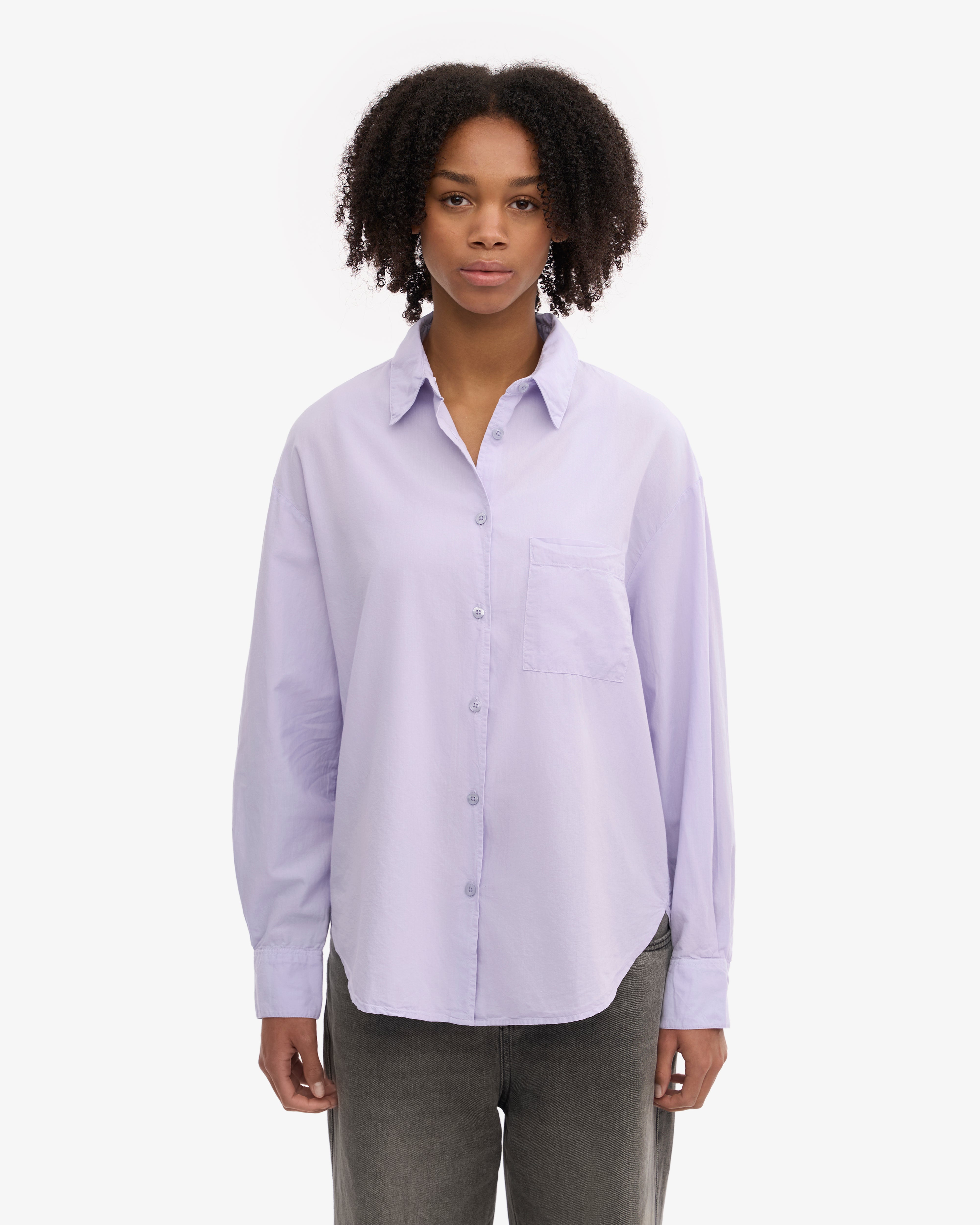 Organic Oversized Shirt for Women - Soft Lavender Cotton Loose Fit Tunic Top - Casual Wear, Lounge, Beach Cover-Up, Boho Style Outfit