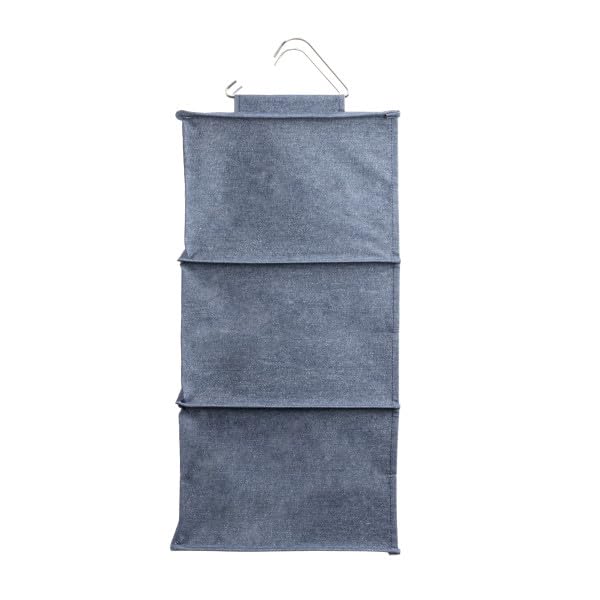 Household Essentials Hanging Cotton Blend Closet Organizer with 3 Storage Shelves - Space Saving Wardrobe Storage for Clothes, Shoes & Accessories | Perfect for Bedroom, Closet & Dorm Organization