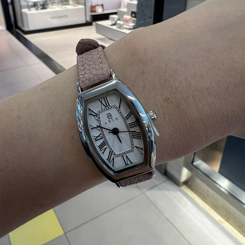Elegant Analog Pink Leather Strap Women's Watch AB 6109 S BEI L - Perfect for Office, Casual Wear & Special Occasions