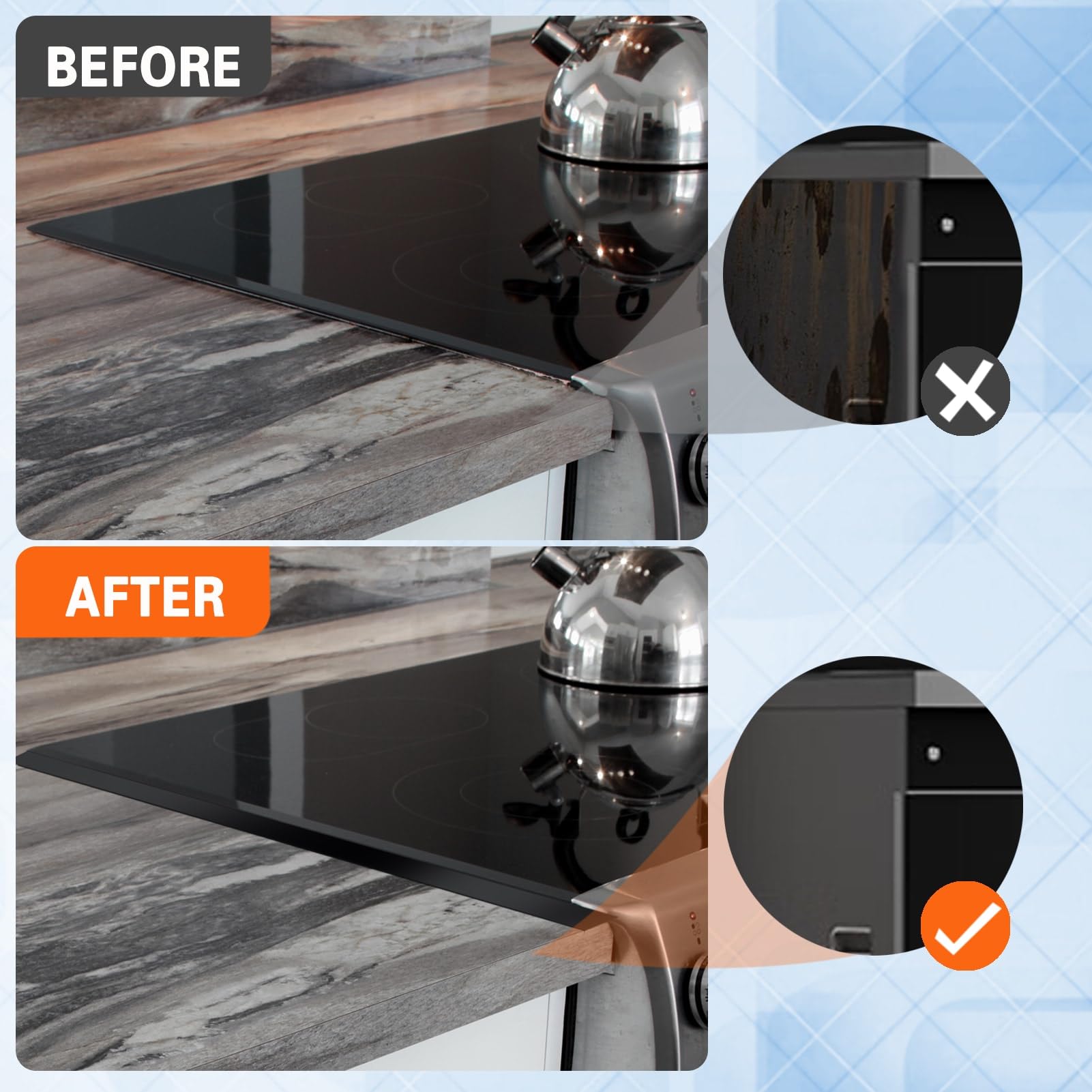 ALMCALS 2-Pack Stainless Steel Stove Gap Covers - Adjustable Retractable (13.8