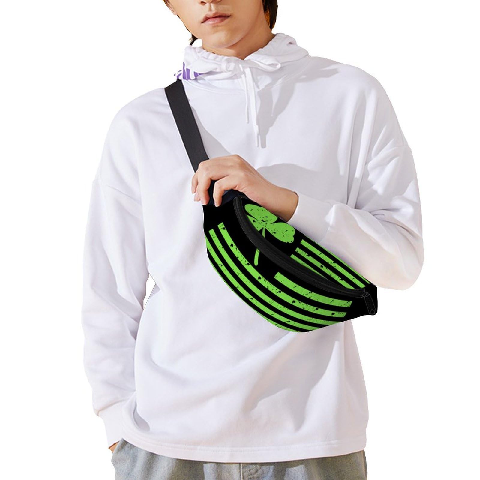 Shamrock Flag Belt Bag - Adjustable Waist Pouch & Crossbody Bag for Women & Men - Perfect for Travel, Running, Hiking & Festivals