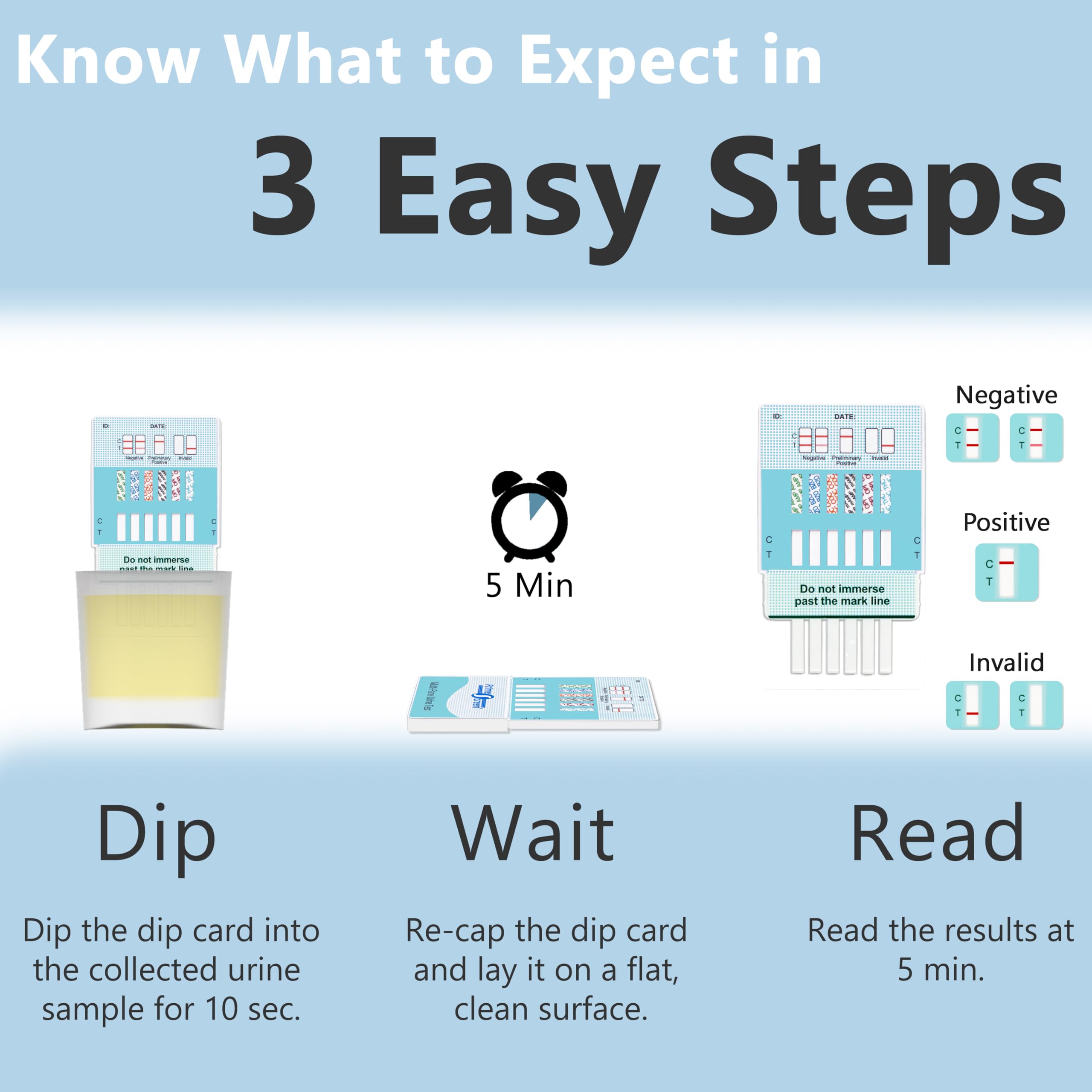Prime Screen Multi-Panel Urine Test Kit - 5 Panel Drug Test for THC, Nicotine (COT), Alcohol (EtG) - 5 Pack - Home & Workplace Drug Testing, Employee Screening, Probation Monitoring