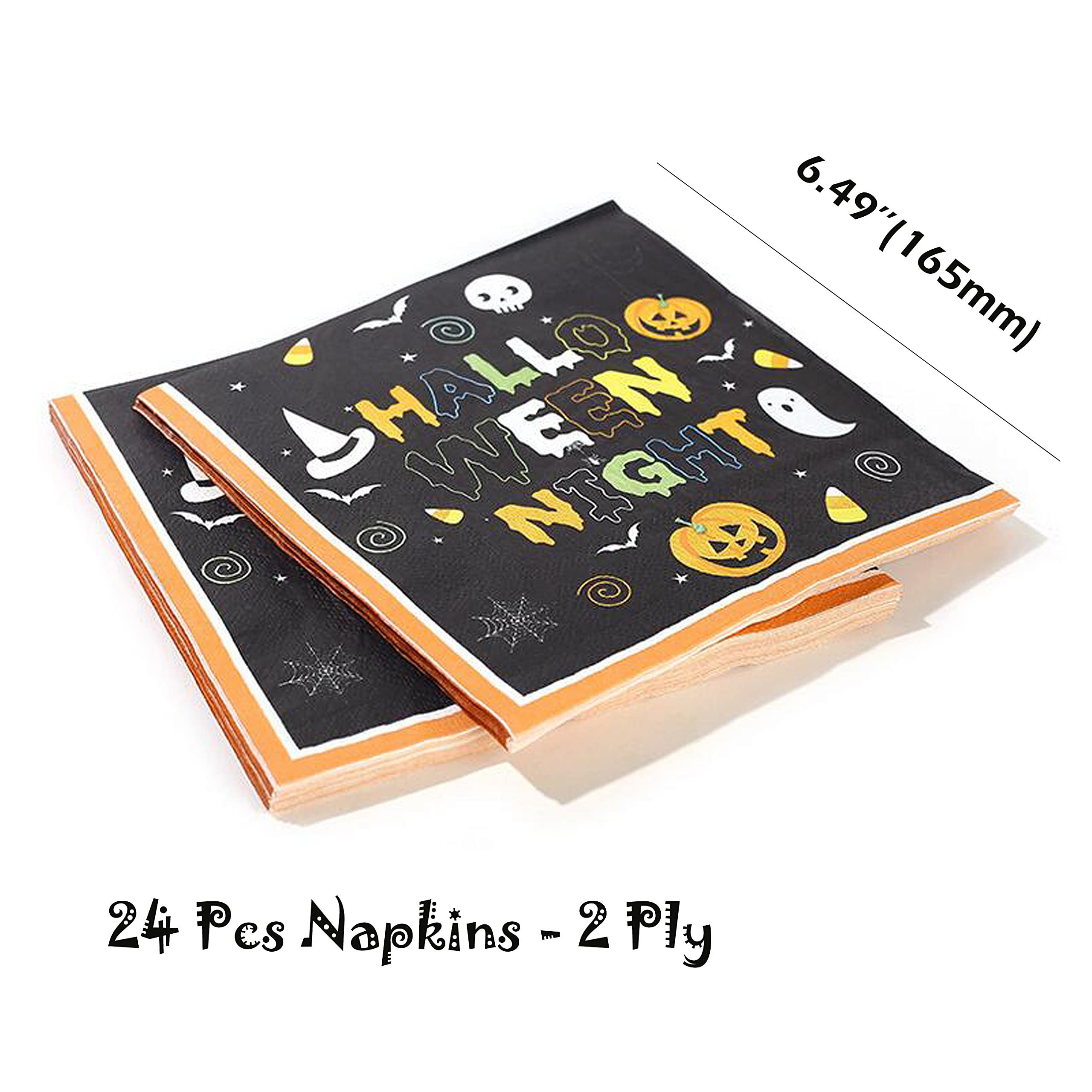Halloween Party Supplies Set - 24-Piece Disposable Dinnerware Kit with Ghost Theme, Includes Plates, Cups, Forks, Spoons, Knives, Straws, Napkins & Banner - Perfect for Halloween Decorations, Themed Parties & Spooky Celebrations