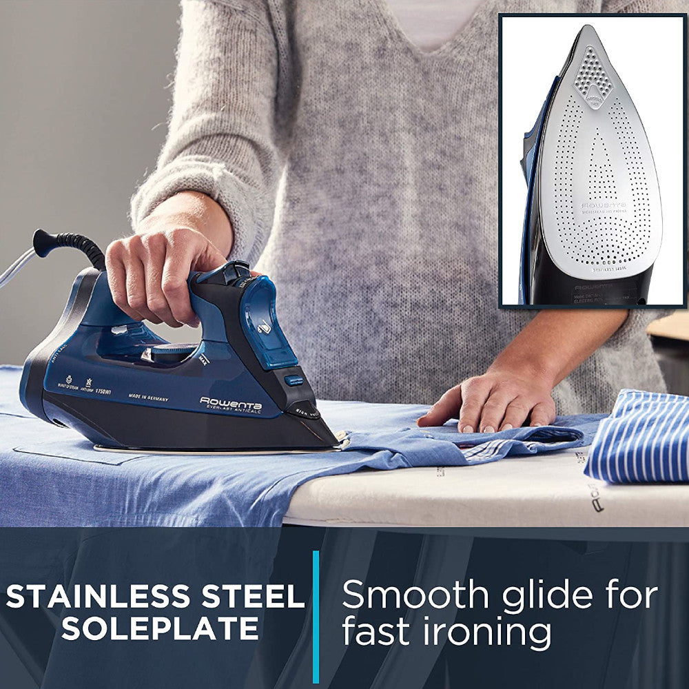 ROWENTA Everlast 1750 Watt Anti-Calc Steam Iron DW7180U1 - Professional Garment Care for Wrinkle-Free Clothes at Home or Office
