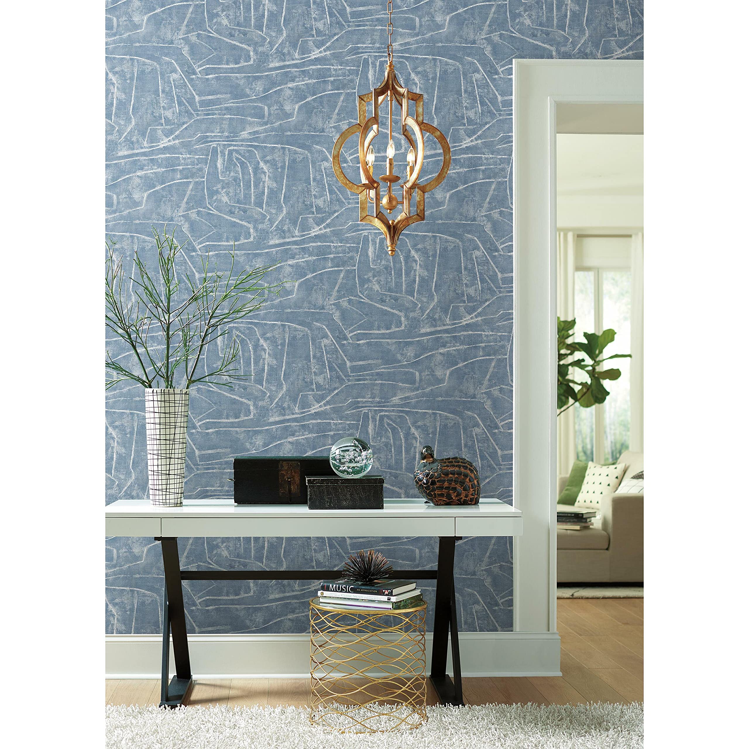 York Wallcoverings PSW1232RL Blue Urban Chalk Premium Peel and Stick Wallpaper - Self-Adhesive Removable Wallpaper for Bedroom, Living Room, Nursery & Office Decor