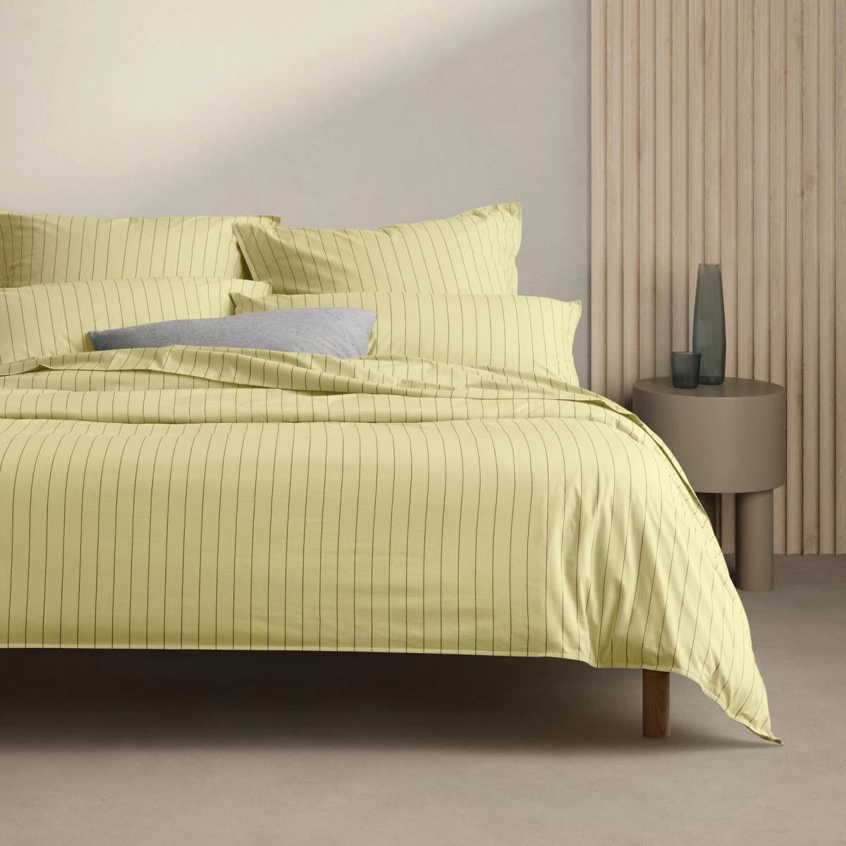 Sheridan Bayley Stripe Washed Percale Quilt Cover Set - King Size Lemon Yellow Cotton Bedding for Modern Bedrooms | Hotel Luxury Home Decor
