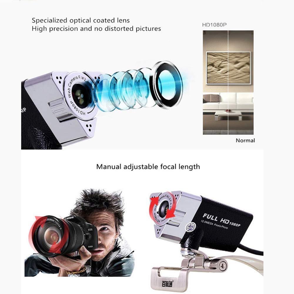 MASO 1080P HD Webcam with Built-in Microphone - USB 2.0 Computer Camera for Laptop Desktop PC - Perfect for Zoom Meetings, Online Classes, Video Conferencing & Remote Work