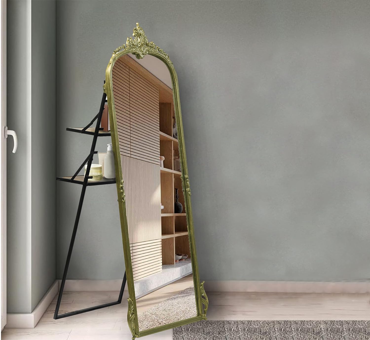 Victorian Arched Full Length Mirror - Hand Casted Premium Metal Frame 152cm - Elegant Home Decor for Bedroom, Living Room & Entryway
