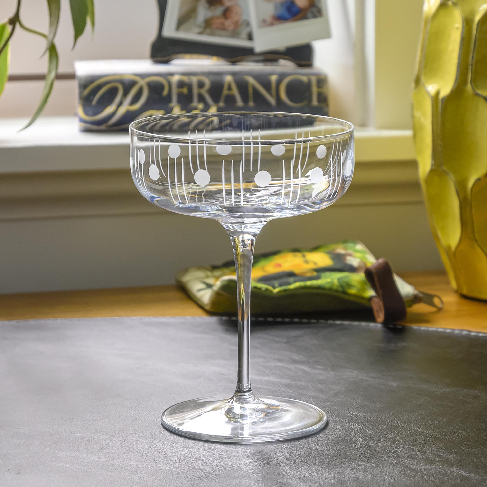 Vintage Rolf Glass 10.25oz Coupe Cocktail Glasses Set of 2 - Mid-Century Modern Champagne Glasses, Lead-Free Crystal, Handcrafted in USA - Perfect for Martini, Cosmopolitan & Wedding Toasts