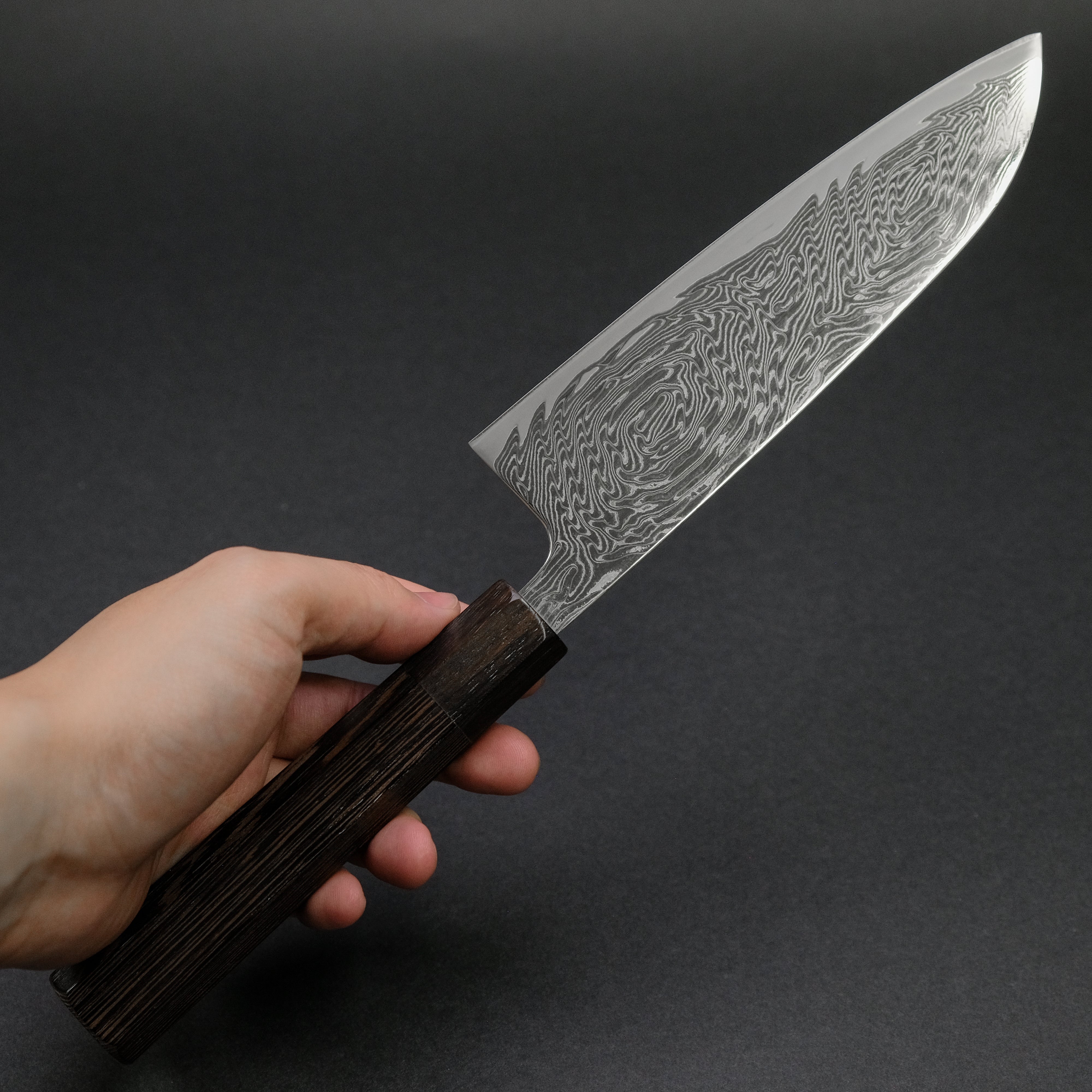 Hitohira Futana Nickel Damascus Santoku Knife 170mm - Japanese Chef Knife with Tagayasan Wood Handle - Perfect for Slicing, Dicing, and Chopping Vegetables, Meat, and Fish