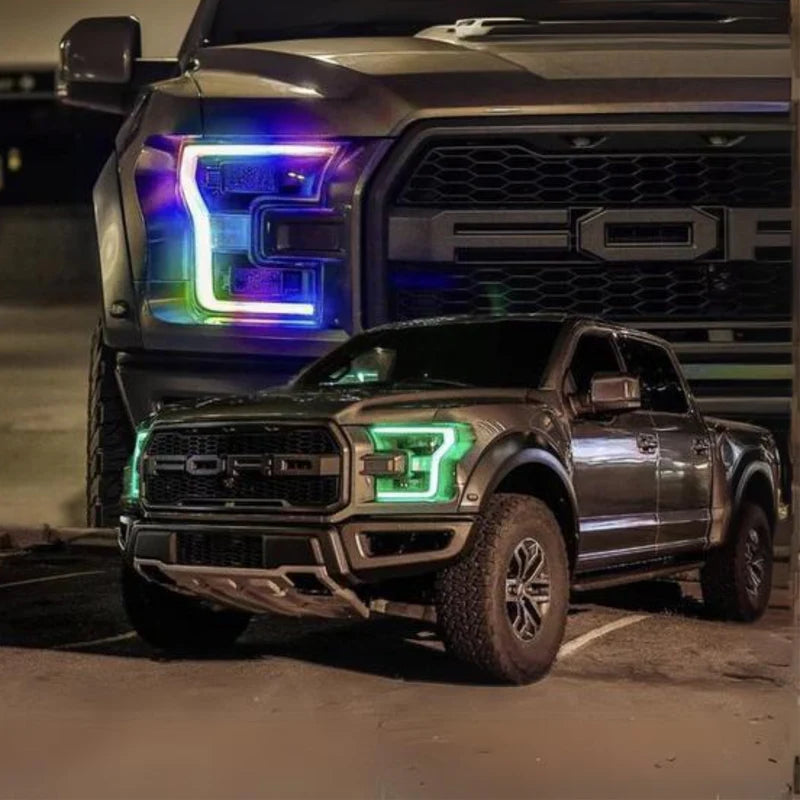 Ford F150 Multicolor Halo Headlight Kit Flow Series (2015-2017) - Upgrade Your Truck's Style for Night Driving & Off-Road Adventures