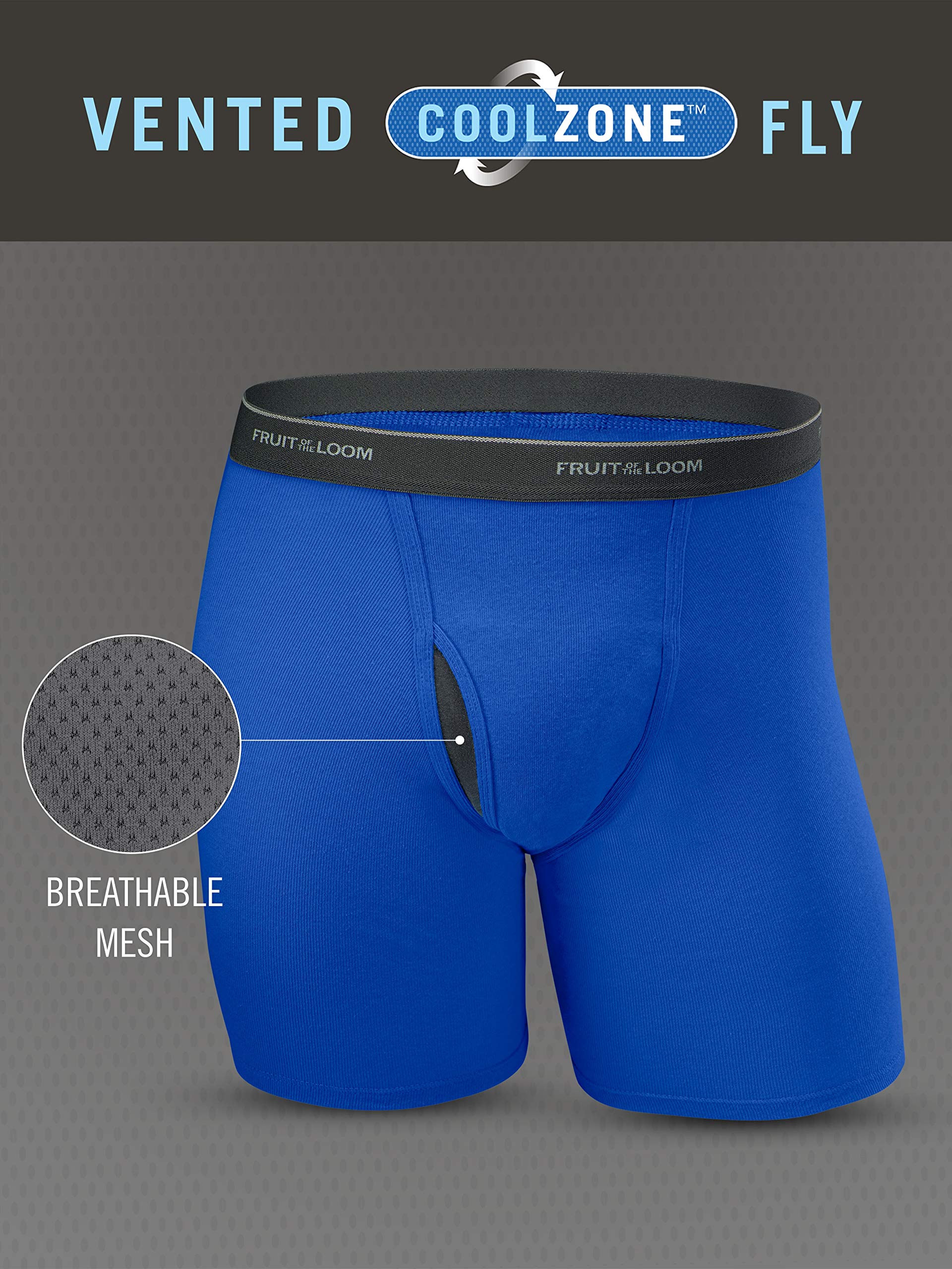 Fruit of the Loom Men's No Ride Up Boxer Briefs - Comfortable Cotton Underwear for Everyday Wear, Workout & Sports