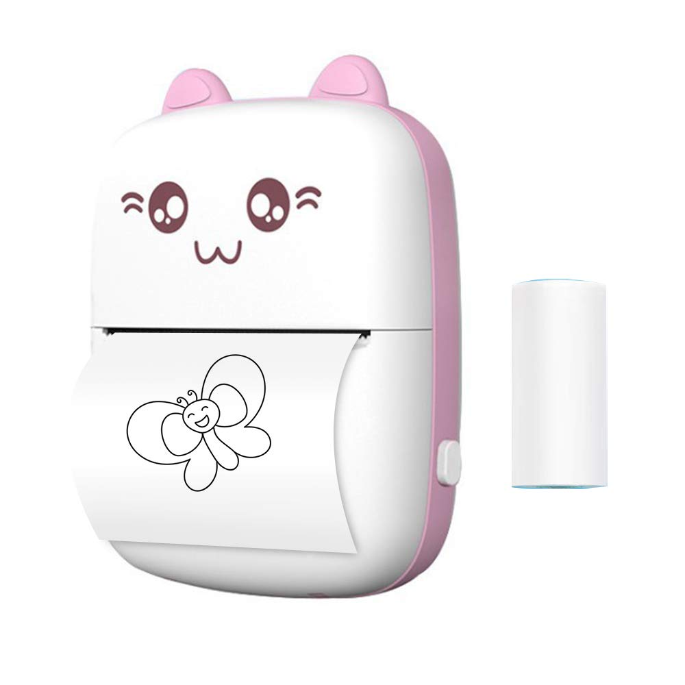 Aibesy Mini Portable Thermal Printer - Wireless Bluetooth 200dpi Thermal Label Printer with 1 Roll Paper - Compatible with Android & iOS for Receipts, Stickers, Photos, Memos, Journals - Perfect for Home Office, Small Business, Retail & Travel Use