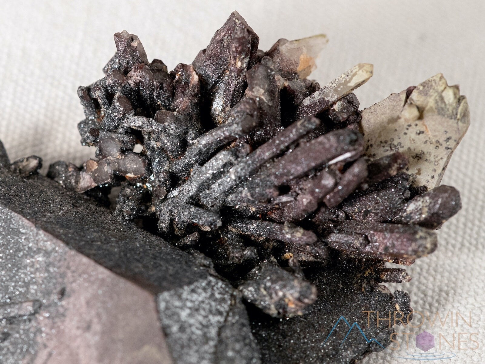 Natural Quartz Crystal Cluster with Specular Hematite & Native Copper Coating - Healing Stones, Housewarming Gift, Home & Office Decor, Meditation & Feng Shui Use