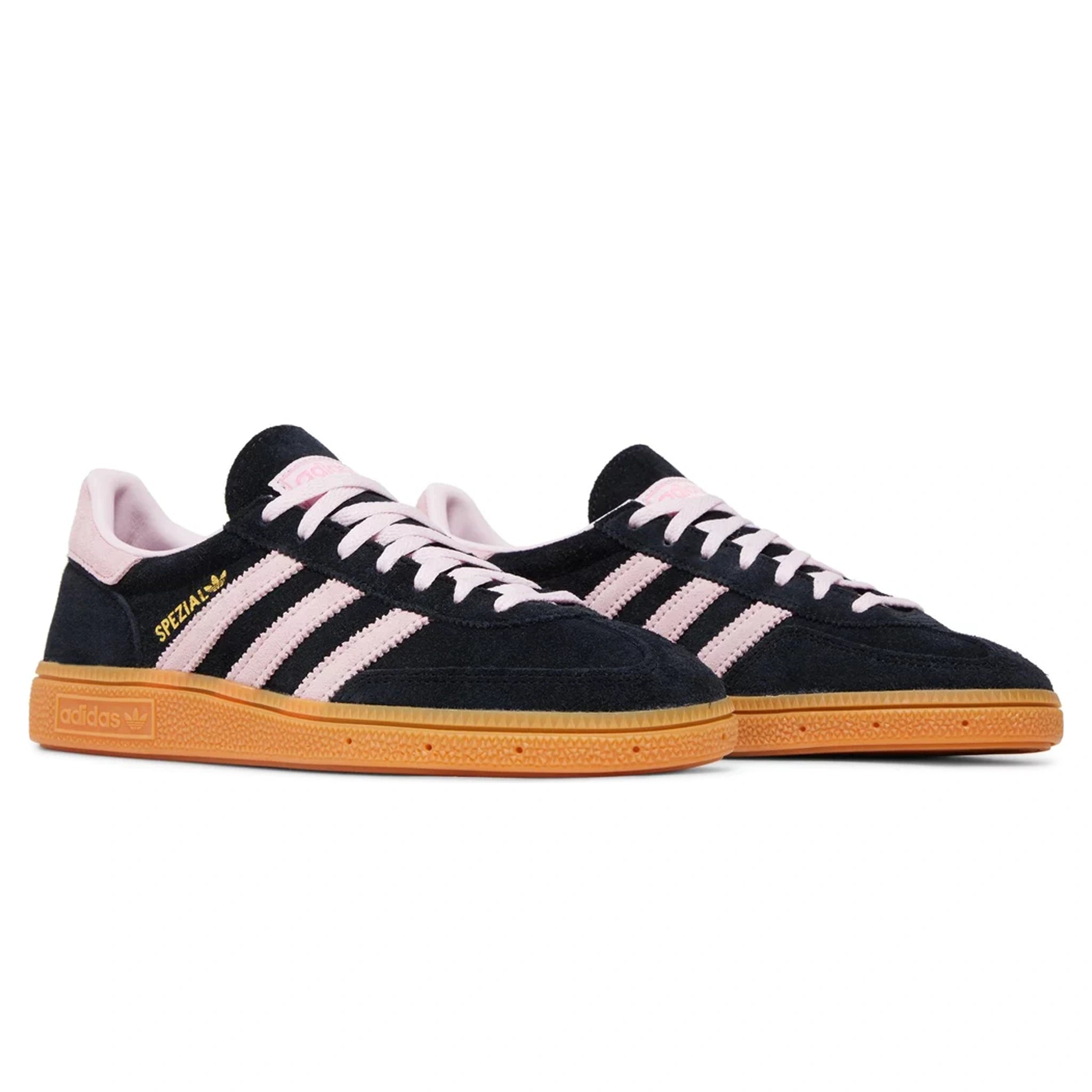 Adidas Handball Spezial Women's Sneakers - Black & Clear Pink Gum Sole - Retro Style Sports Shoes for Casual Wear, Street Fashion & Gym Training