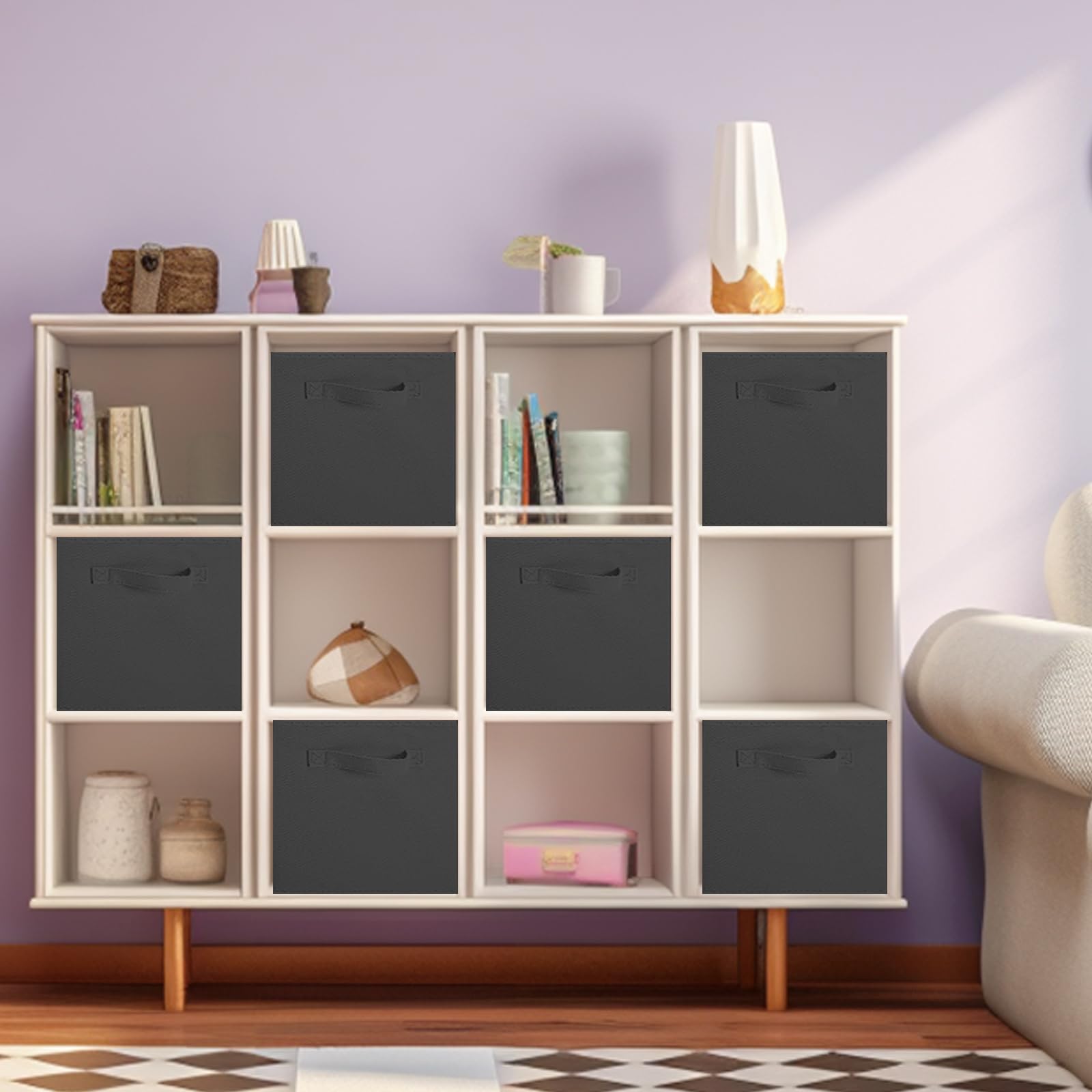 Foldable Fabric Storage Bins & Organizer Cubes - 13x13x13 Inch Closet & Toy Storage Drawers - 2 Pack Black - Perfect for Kids' Room, Nursery, and Home Organization