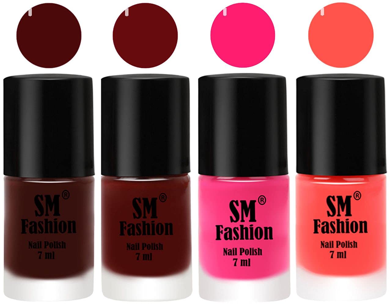 SM FASHION Quick Dry Gel Nail Polish Set (4 Pack) - Wine, Wine Red, Deep Pink, Baby Pink | 7ml Each | Long Lasting Shine | Perfect for Parties, Weddings & Everyday Wear