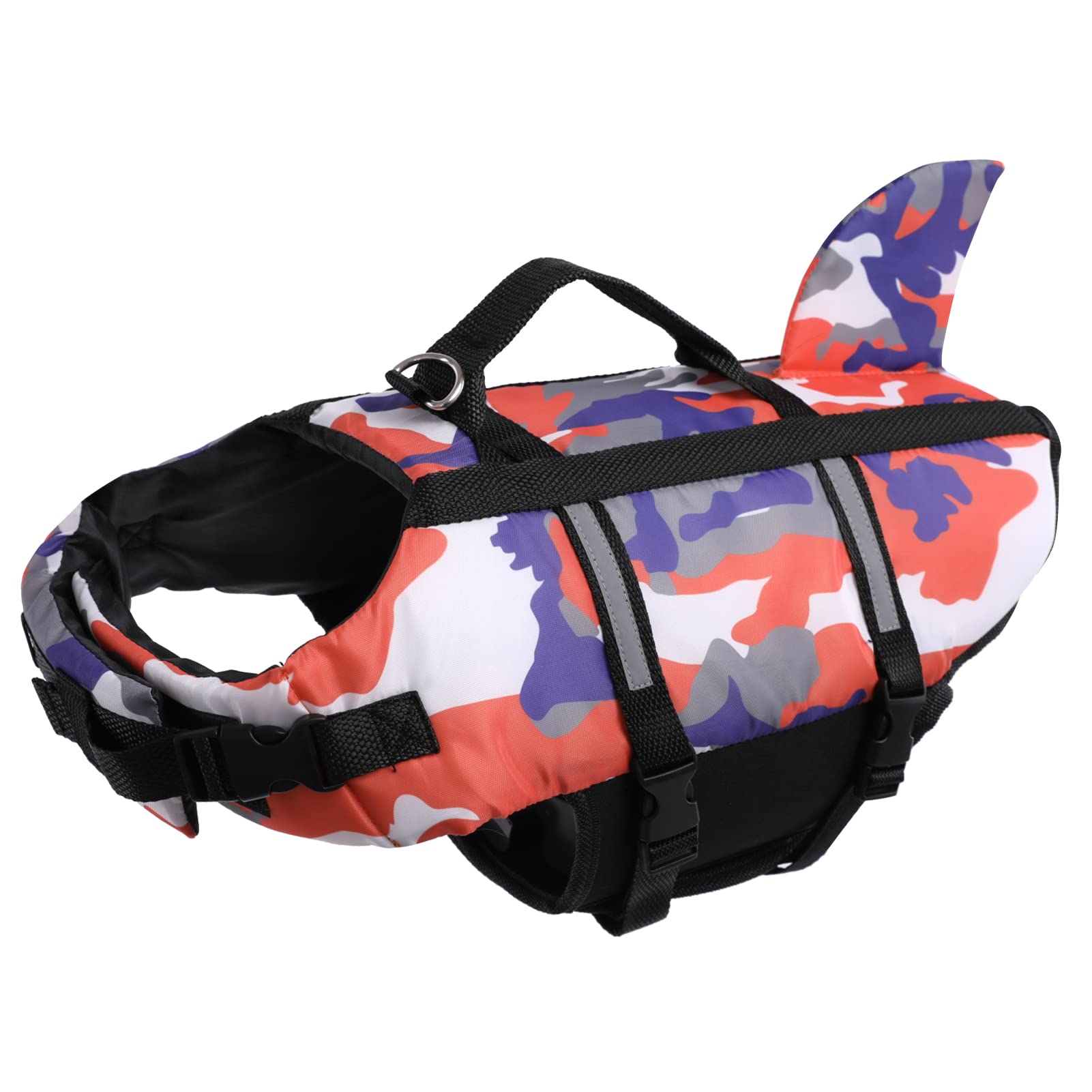 ASENKU Dog Life Jacket Shark Vest - XX-Large Orange Pet Flotation Device with Rescue Handle for Swimming, Boating & Pool Safety - Perfect for Small Medium Large Dogs - Ideal for Beach Trips, Boat Rides & Water Activities