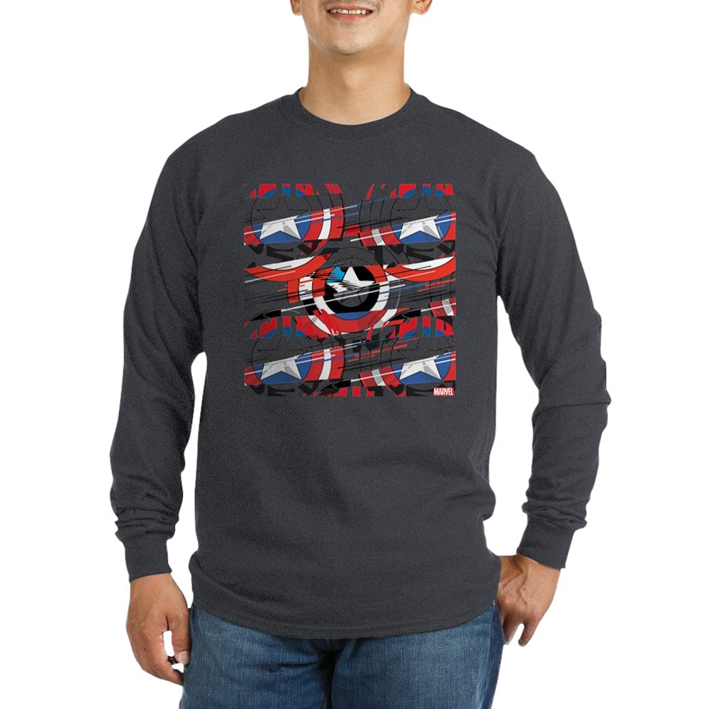 Captain America Shield Print Long Sleeve T-Shirt - Marvel Superhero Graphic Tee for Men & Women - Casual Wear, Cosplay & Comic Con Outfits