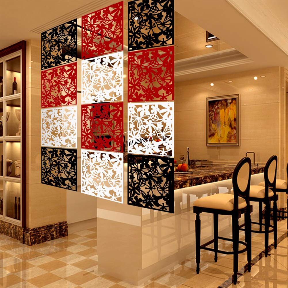 YIZUNNU PVC Hanging Room Divider Screen - Decorative Partition Panel for Living Room, Dining Room, Office & Restaurant Decor (12-Piece Set, Red) | Perfect for Space Division, Privacy & Stylish Interior Design