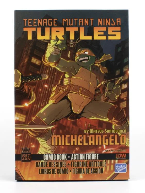 Teenage Mutant Ninja Turtles BST AXN Michelangelo Action Figure Ver. 2 with Comic Book - Collectible TMNT Toy for Kids & Fans | Perfect for Display, Play & Gifts
