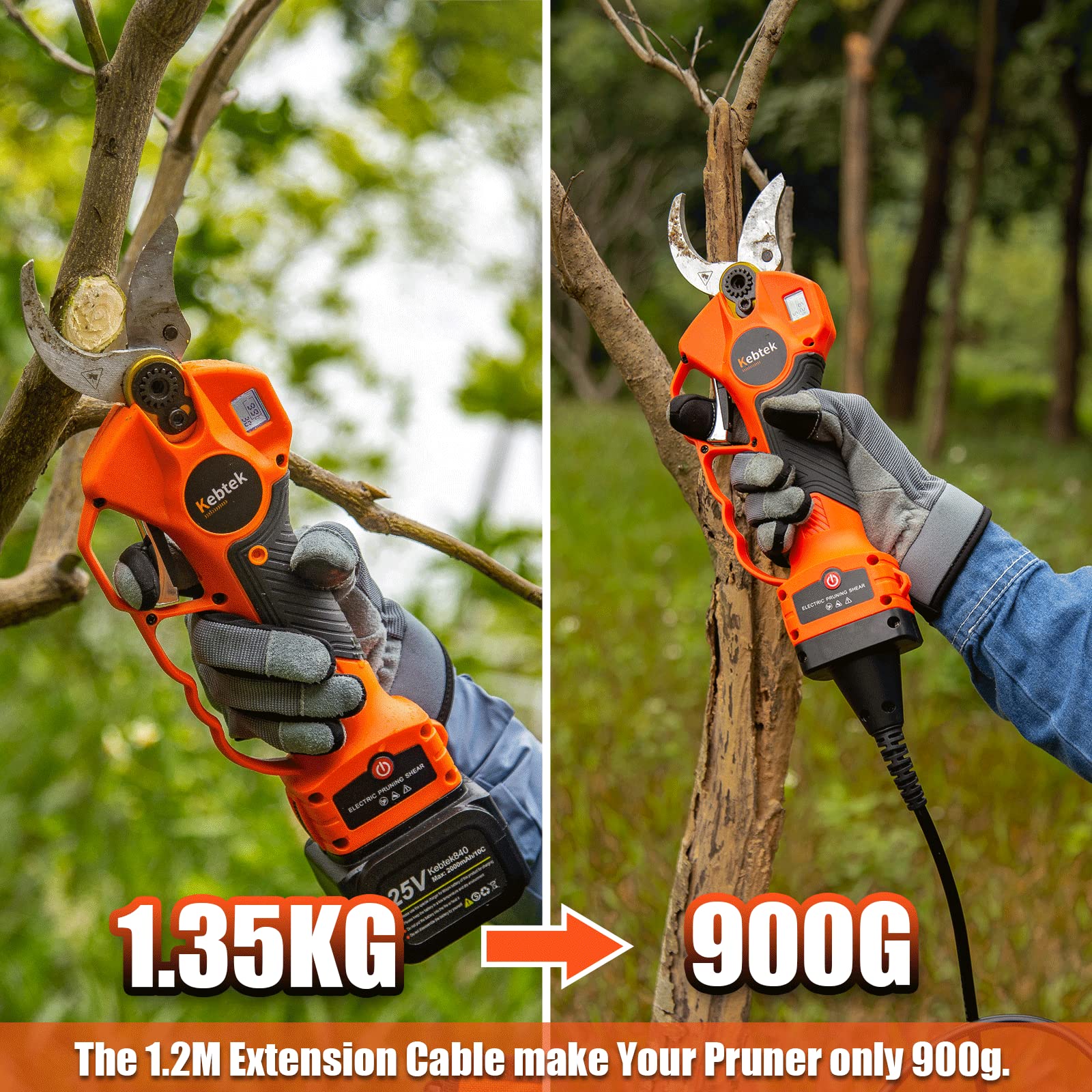 Kebtek B00840 Electric Pruning Shear Battery Cable Connectors - Lightweight Replacement for Electric Pruners | Perfect for Gardening, Landscaping, and Professional Tree Trimming