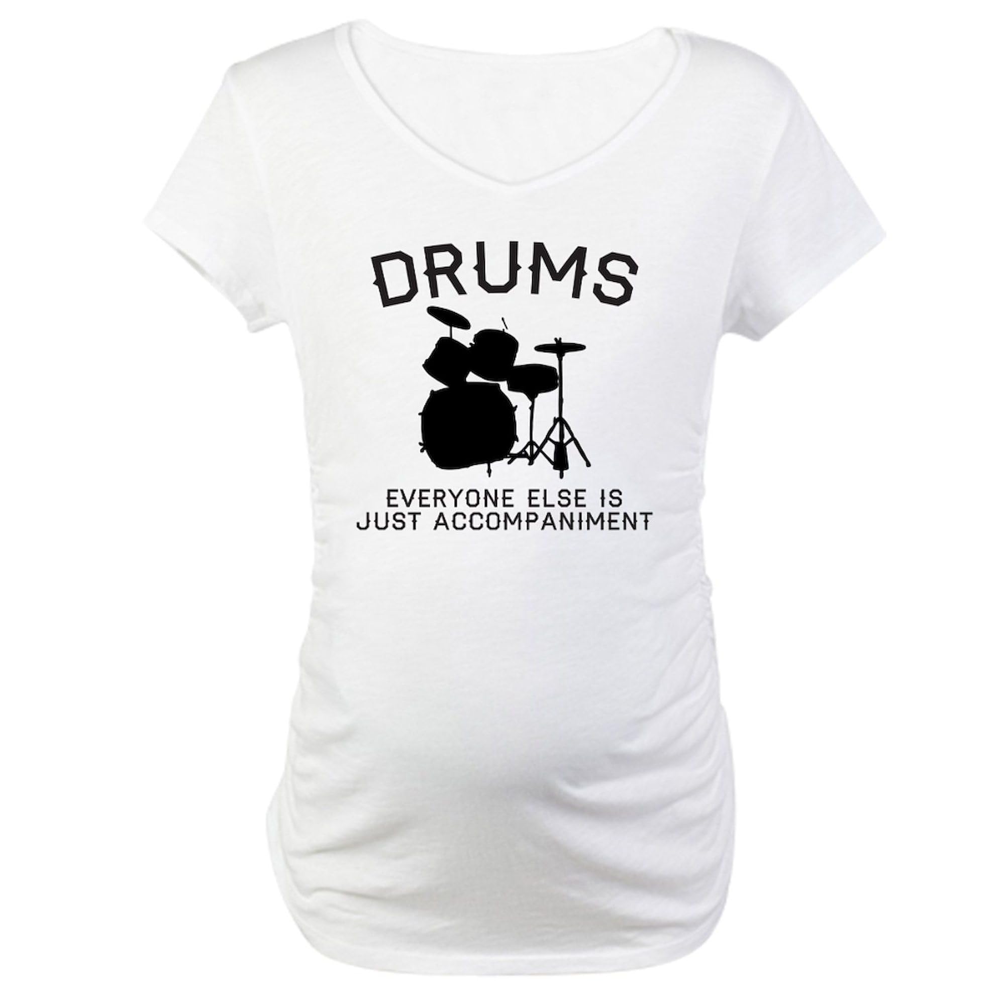 Drums Maternity T-Shirt for Women - Stretchable Ruched Side Design for Comfort During Pregnancy - Perfect for Casual Wear, Baby Showers & Maternity Photos