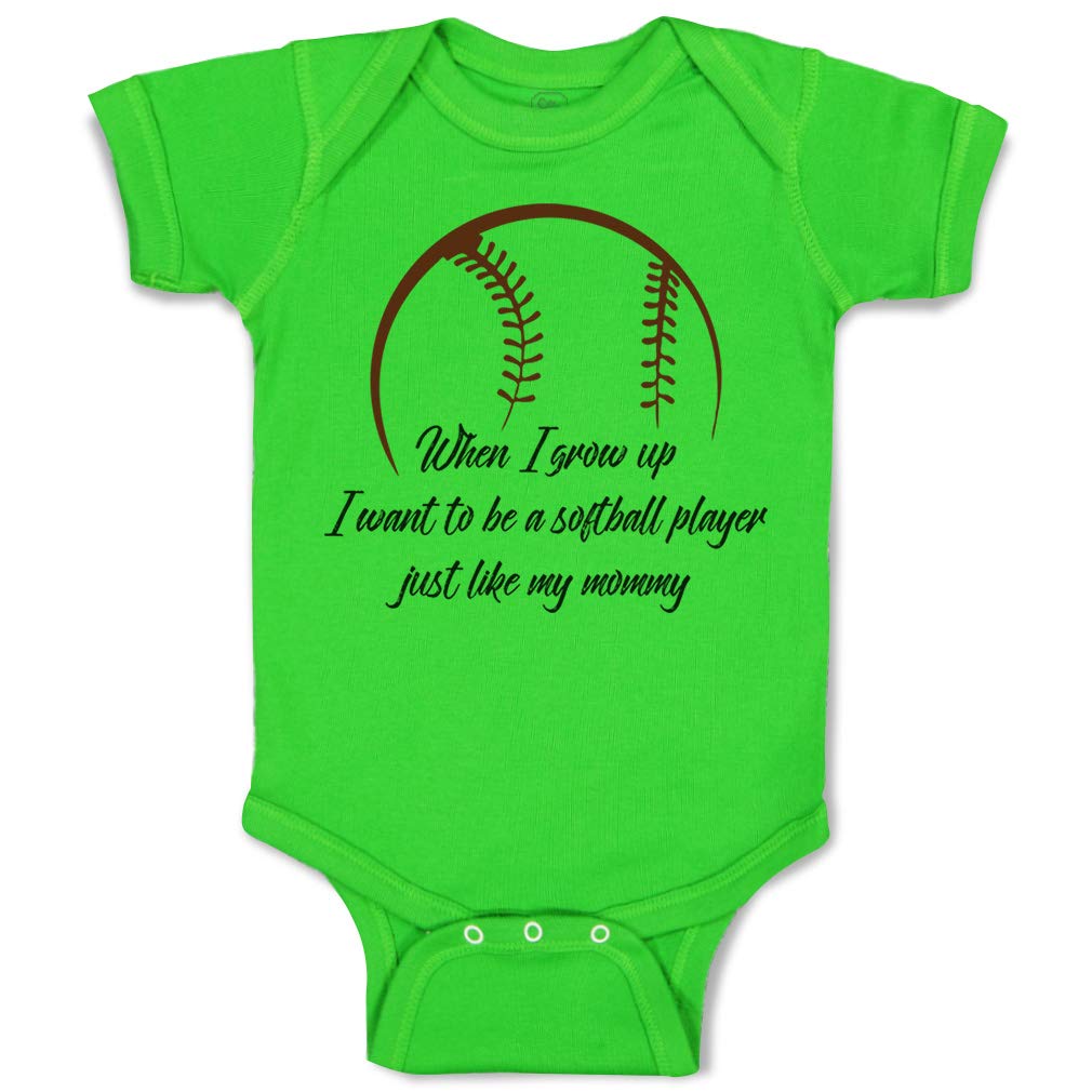 Custom Baby Bodysuit - 'When I Grow Up I Want to Be a Softball Player' Outfit for Boys & Girls | Softball-Themed Infant Gift & Playwear