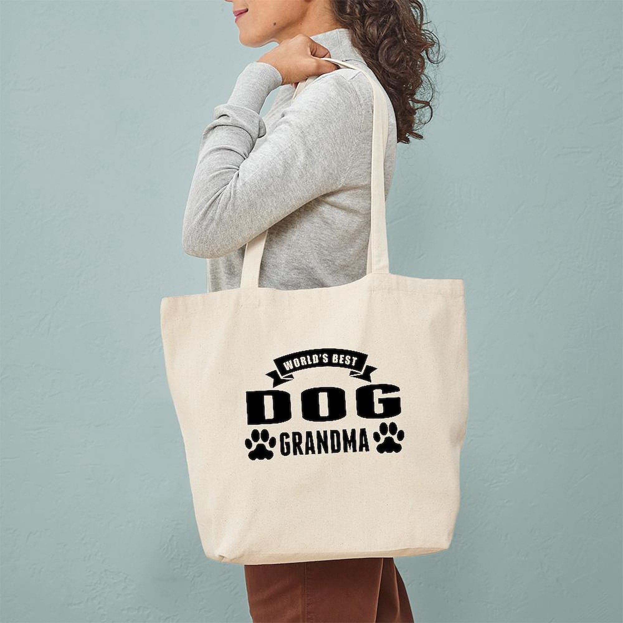 World's Best Dog Grandma Tote Bag - Natural Canvas Reusable Shopping Tote for Women - Perfect for Groceries, Beach Trips & Dog Park Outings