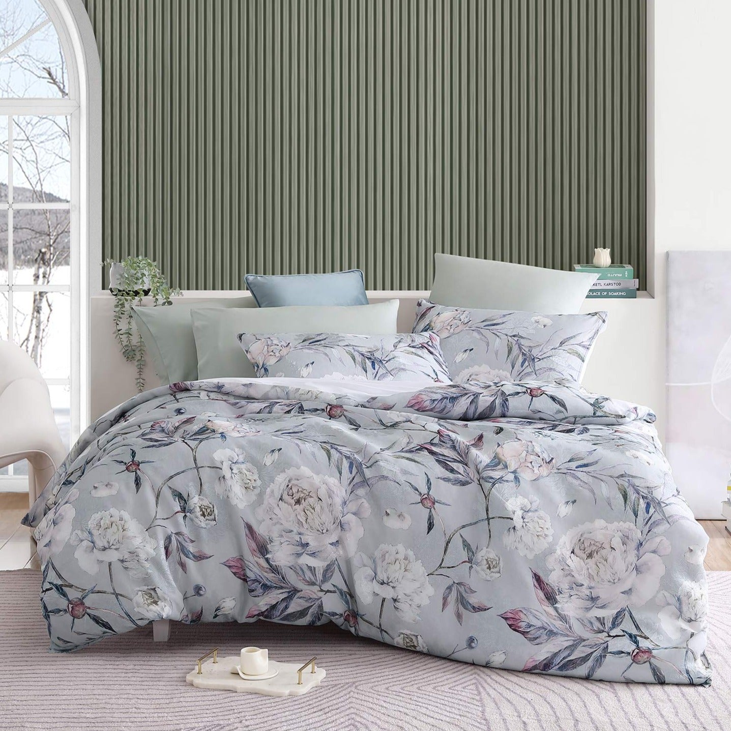 Luxury Josie Dove Quilt Cover Set by Logan & Mason - Premium Platinum Bedding Collection for Master Bedroom & Guest Room Decor