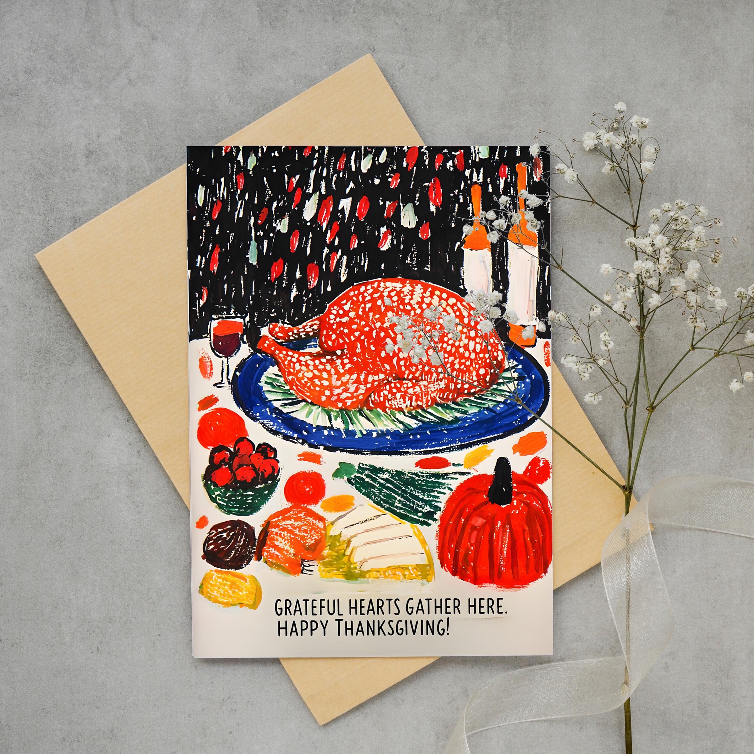 Thanksgiving Digital Greeting Card | George Miller Artwork | Turkey Feast Illustration | Instant Download for Holiday Wishes & Family Gatherings