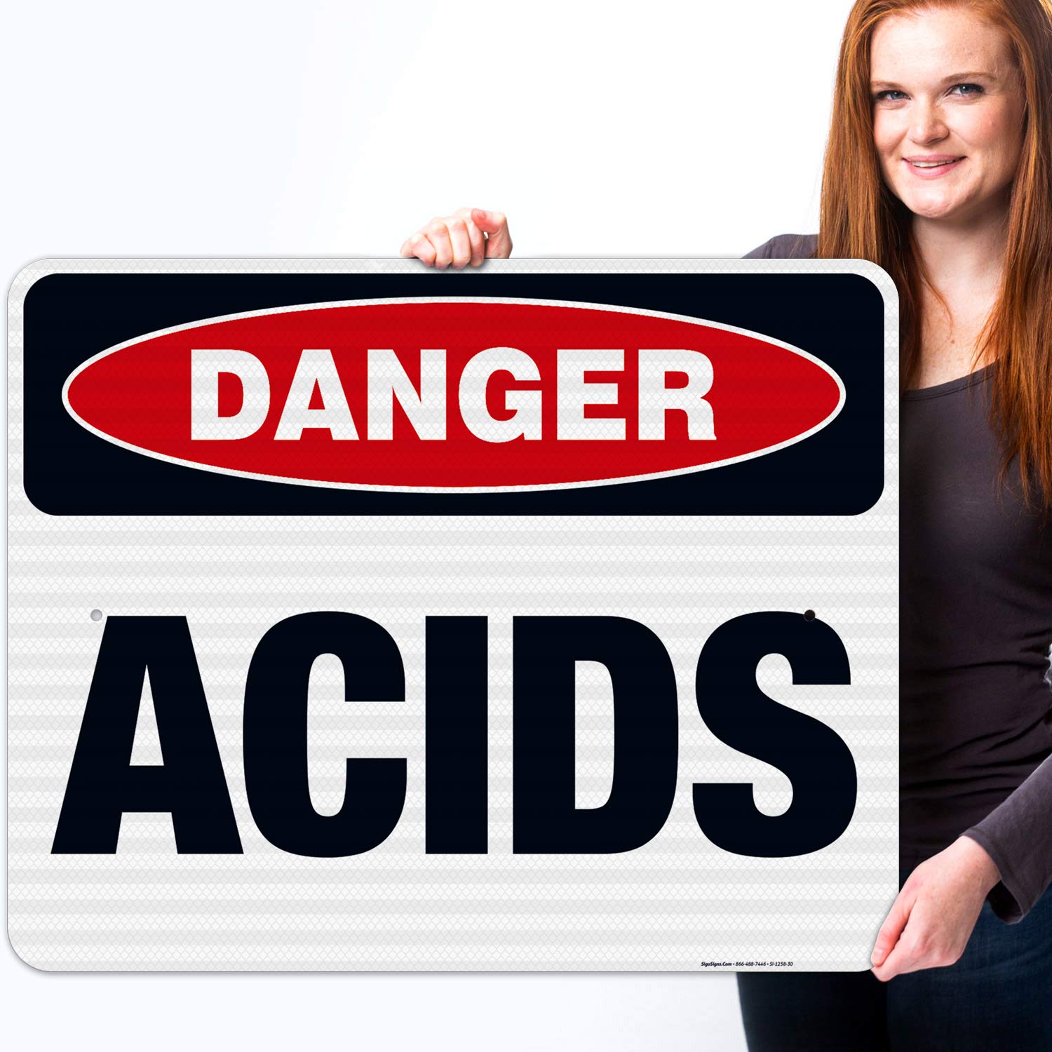 Danger Acids Sign - OSHA Compliant 24x30 Inches, 3M EGP Reflective .080 Aluminum Safety Sign, Fade Resistant for Indoor & Outdoor Use - Made in USA | Perfect for Chemical Storage Areas, Laboratories & Industrial Workplaces
