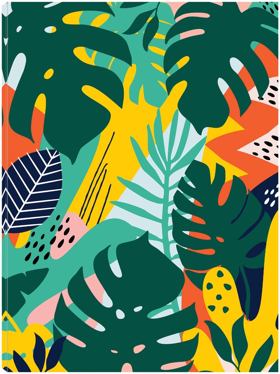 Tropical Leaves Canvas Wall Art - Hand Painted by Artist Ayse - 32x43 Inches - Ready to Hang - Modern Home Decor for Living Room, Bedroom, Office & More - Perfect for Coastal, Boho & Tropical Interior Design Styles