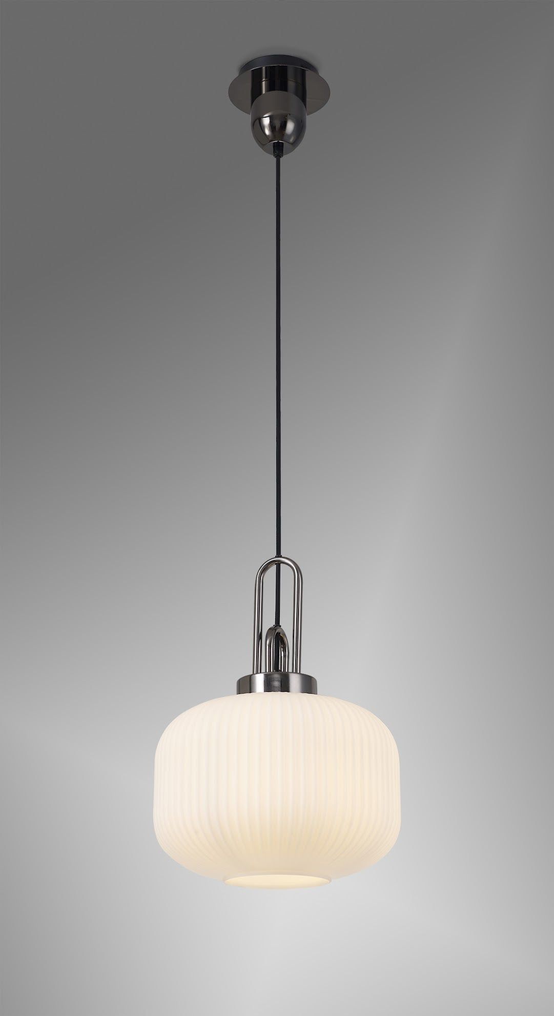 Stylish Cadiz 1-Light Pendant Light with 30cm Pumpkin-Shaped Ribbed Glass Shade - E27 Socket, IP20 Rated, Multiple Color Options - Perfect for Kitchen Island, Dining Room, or Entryway Lighting